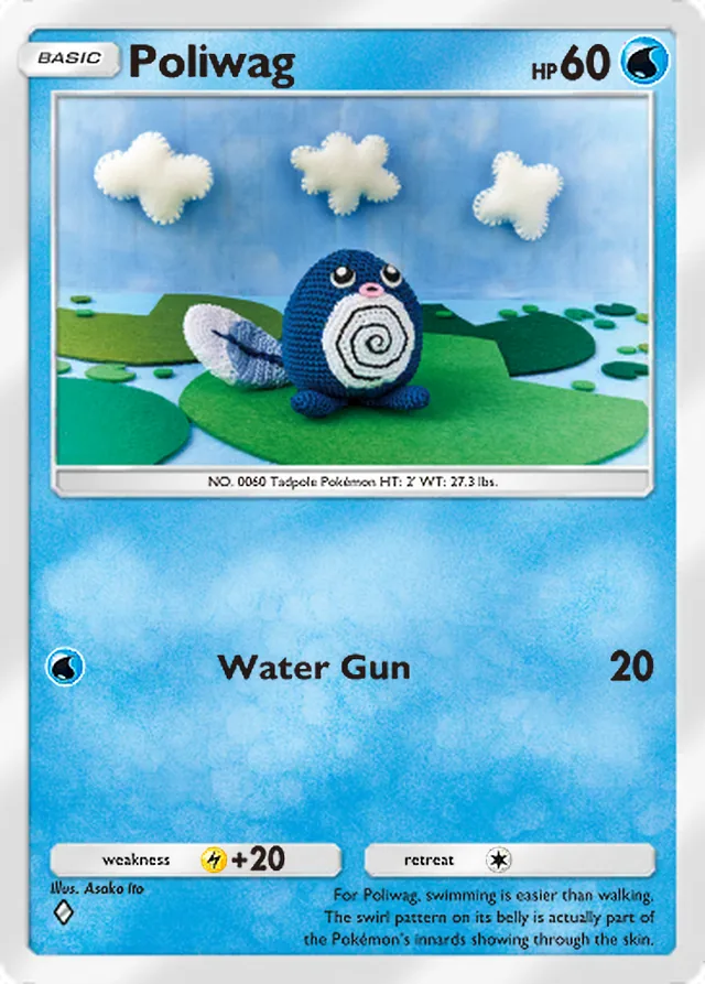 Poliwag, Wisdom of Sea and Sky #038, Basic Water Pokémon, illustrated by Asako Ito