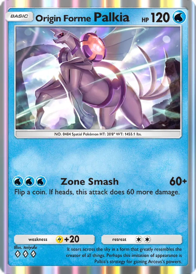 Origin Forme Palkia, Triumphant Light #023, Basic Water Pokémon, illustrated by toriyufu