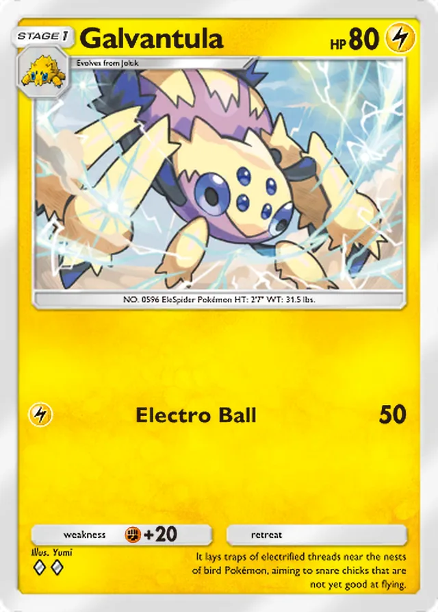 Galvantula, Mega Rising #093, Stage 1 Lightning Pokémon, illustrated by Yumi