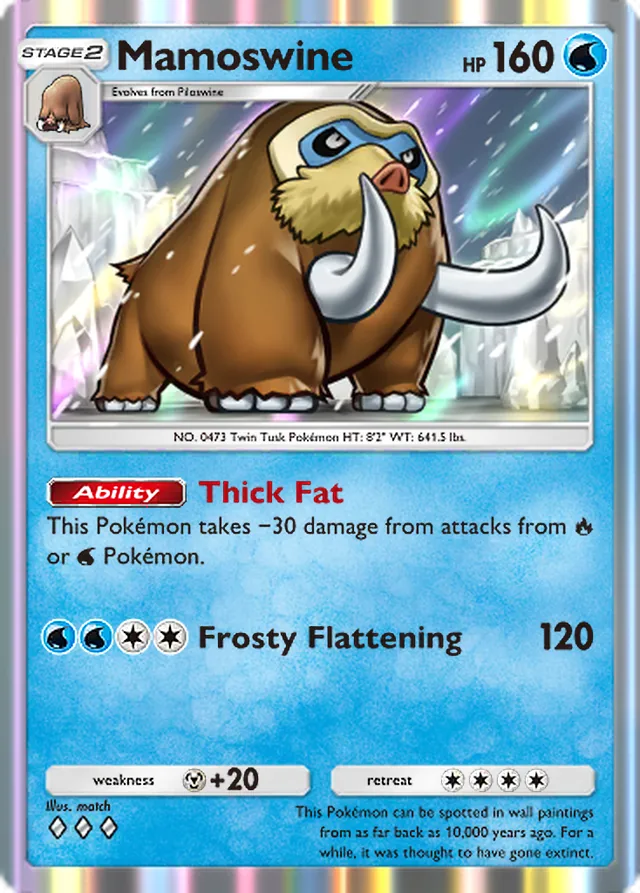 Mamoswine, Space-Time Smackdown #033, Stage 2 Water Pokémon, illustrated by match