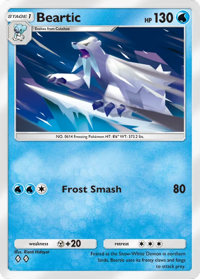 Beartic, Pulsing Aura #047, Stage 1 Water Pokémon, illustrated by Rianti Hidayat