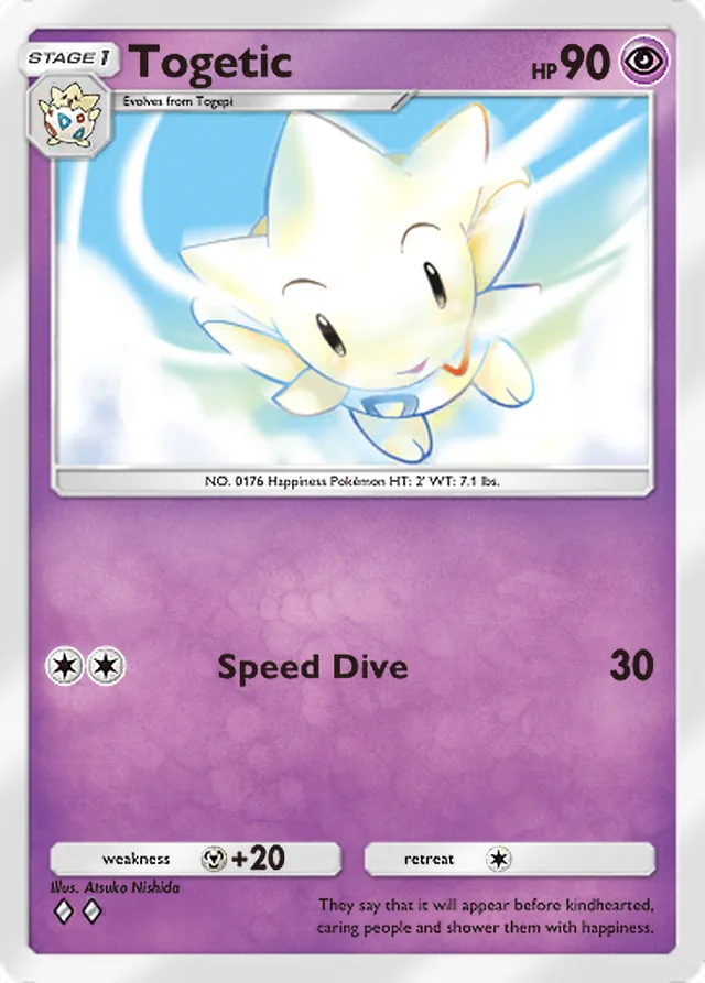 Togetic, Wisdom of Sea and Sky #079, Stage 1 Psychic Pokémon, illustrated by Atsuko Nishida