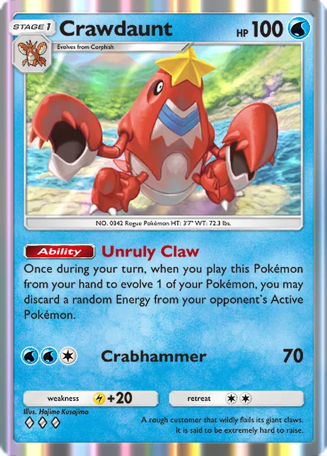 Crawdaunt, Wisdom of Sea and Sky #061, Stage 1 Water Pokémon, illustrated by Hajime Kusajima