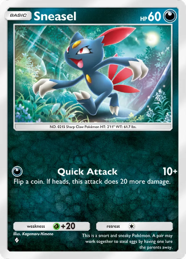 Sneasel, Paradox Drive #038, Basic Darkness Pokémon, illustrated by Kagemaru Himeno