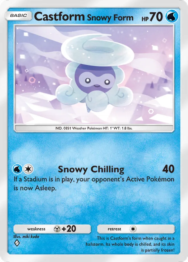 Castform Snowy Form, Pulsing Aura #041, Basic Water Pokémon, illustrated by miki kudo