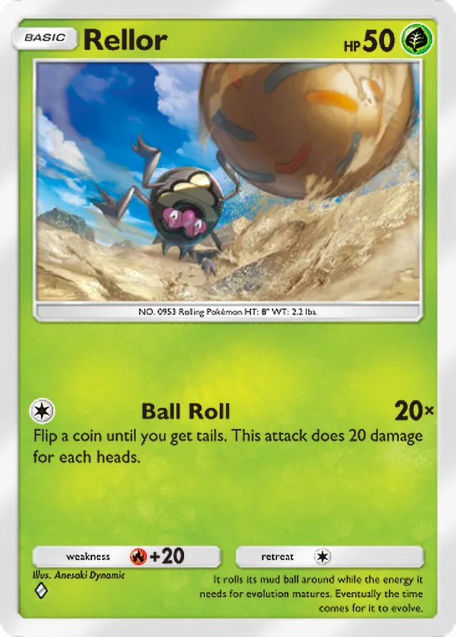 Rellor, Paldean Wonders #014, Basic Grass Pokémon, illustrated by Anesaki Dynamic