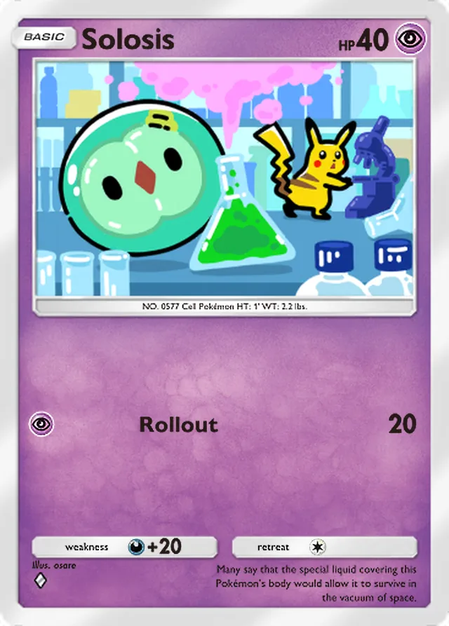 Solosis, Crimson Blaze #032, Basic Psychic Pokémon, illustrated by osare