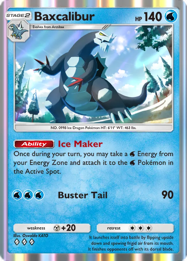 Baxcalibur, Paldean Wonders #036, Stage 2 Water Pokémon, illustrated by Oswaldo KATO