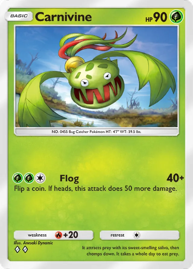 Carnivine, Space-Time Smackdown #019, Basic Grass Pokémon, illustrated by Anesaki Dynamic