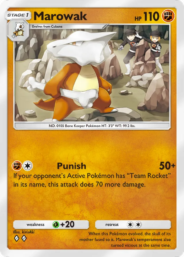 Marowak, Team Rocket’s Ambition #036, Stage 1 Fighting Pokémon, illustrated by kirisAki