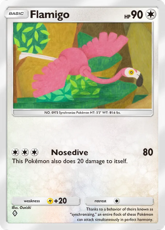 Flamigo, Paradox Drive #067, Basic Colorless Pokémon, illustrated by Ounishi