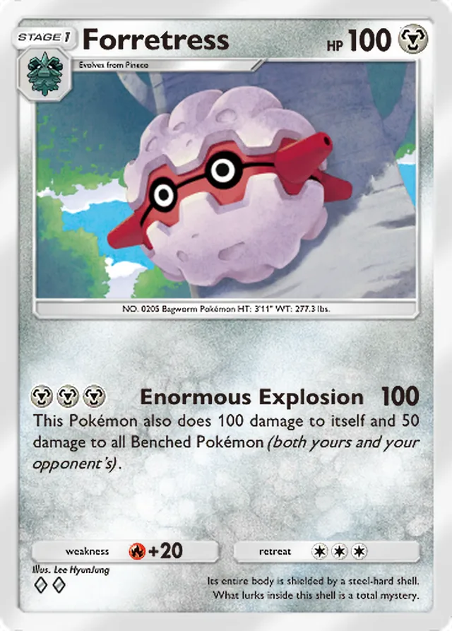 Forretress, Mega Shine #046, Stage 1 Metal Pokémon, illustrated by Lee HyunJung