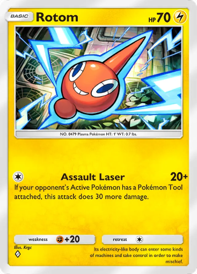 Rotom, Space-Time Smackdown #062, Basic Lightning Pokémon, illustrated by Krgc