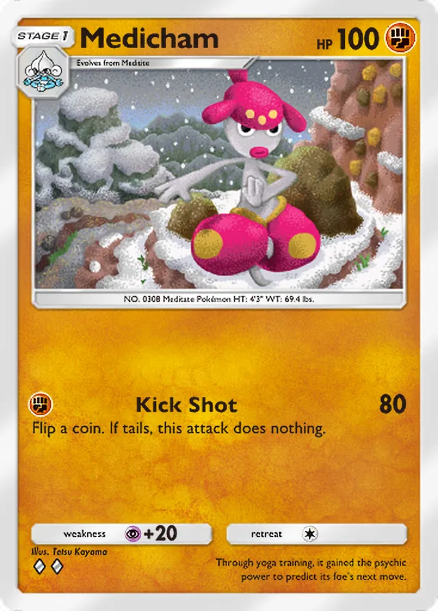 Medicham, Triumphant Light #044, Stage 1 Fighting Pokémon, illustrated by Tetsu Kayama