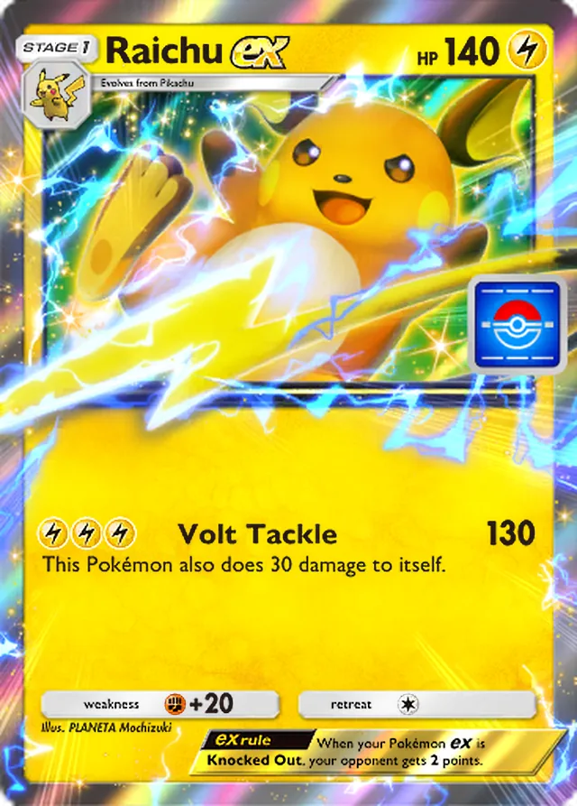 Raichu ex, Promo-A #112, Stage 1 Lightning Pokémon, illustrated by PLANETA Mochizuki