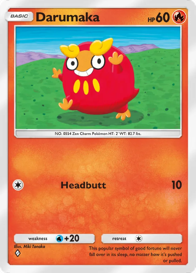 Darumaka, Pulsing Aura #029, Basic Fire Pokémon, illustrated by Miki Tanaka