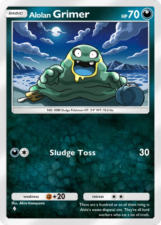 Alolan Grimer, Celestial Guardians #110, Basic Darkness Pokémon, illustrated by Akira Komayama