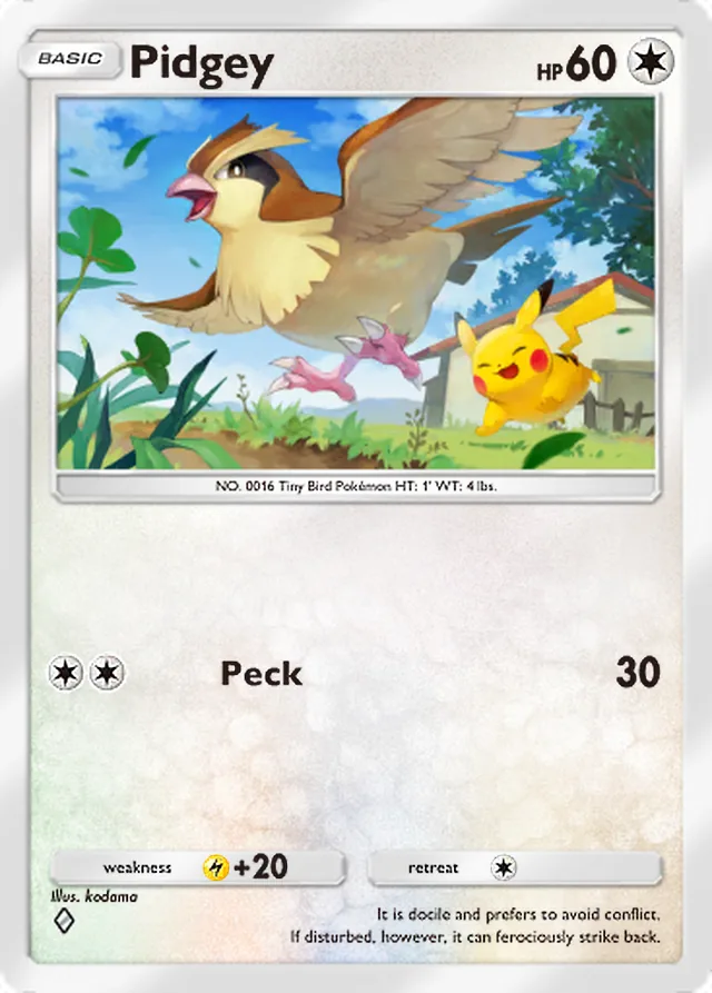 Pidgey, Mega Rising #180, Basic Colorless Pokémon, illustrated by kodama