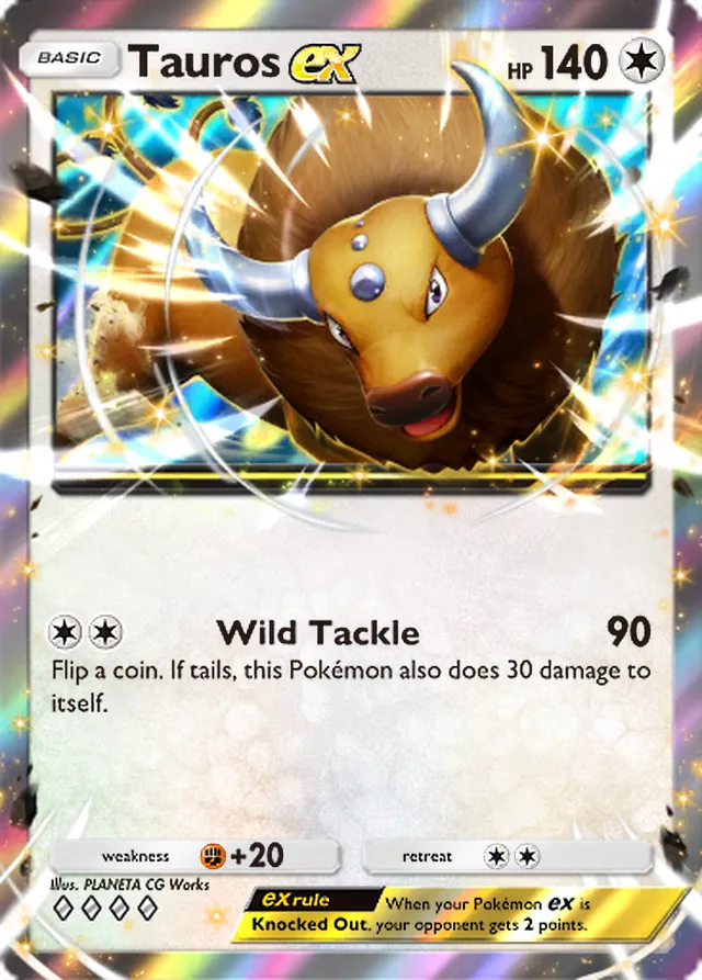 Tauros ex, Mega Rising #183, Basic Colorless Pokémon, illustrated by PLANETA CG Works