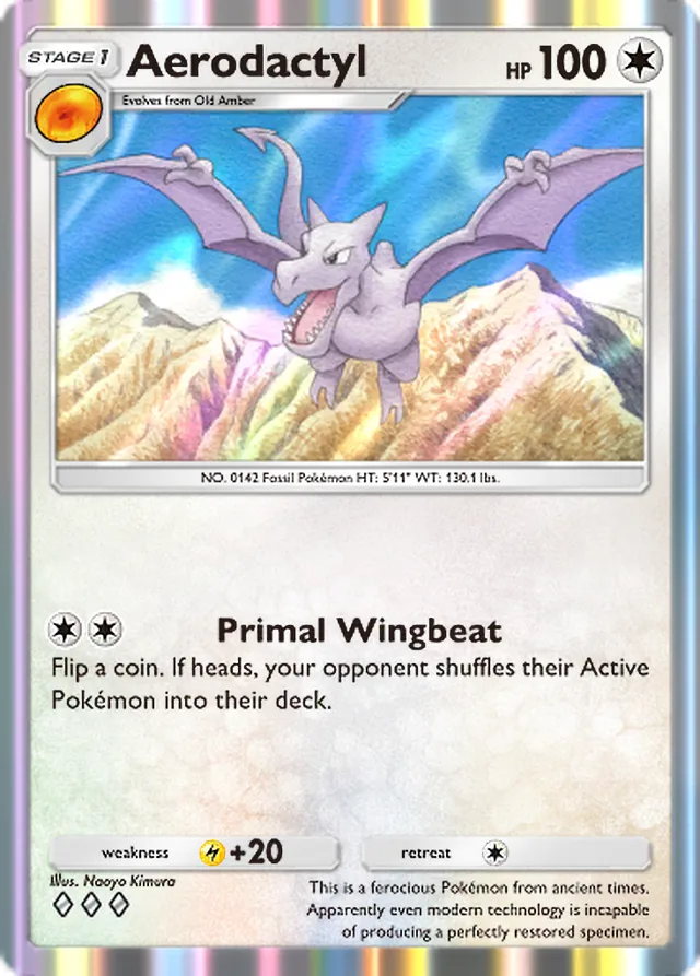 Aerodactyl, Genetic Apex #210, Stage 1 Colorless Pokémon, illustrated by Naoyo Kimura