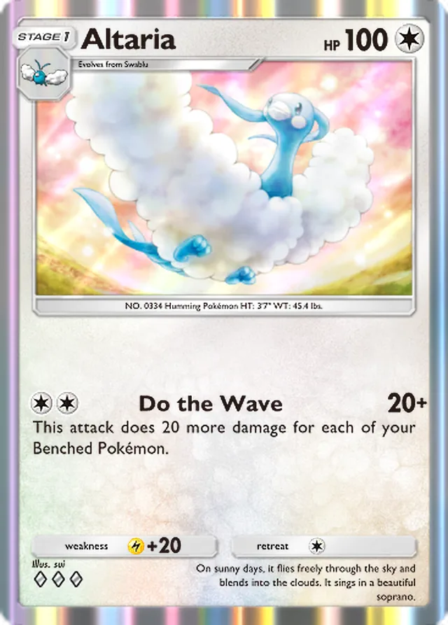 Altaria, Mega Rising #197, Stage 1 Colorless Pokémon, illustrated by sui