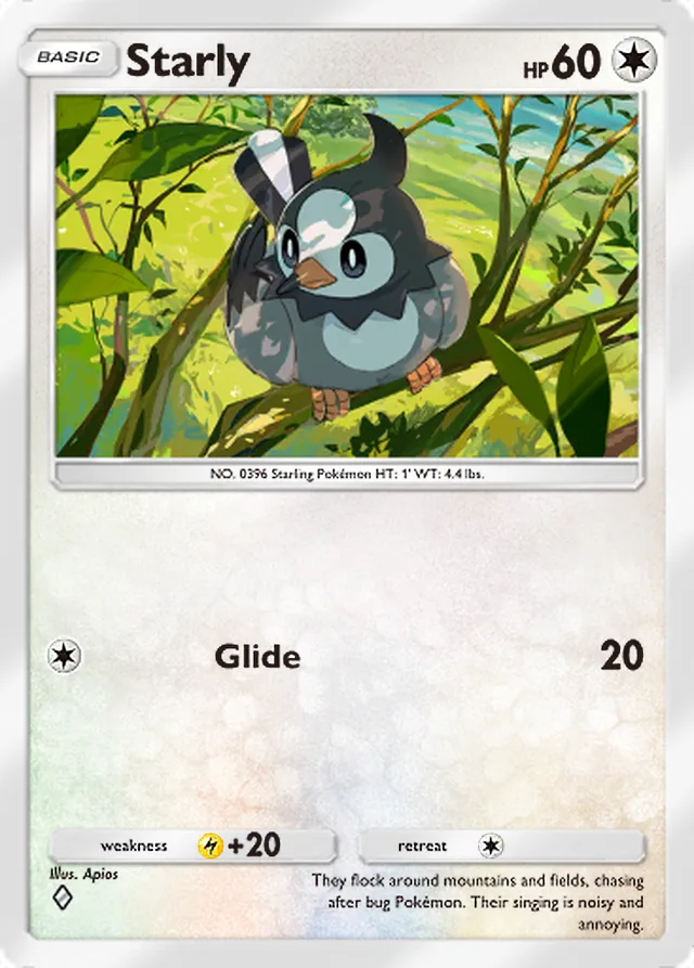 Starly, Triumphant Light #066, Basic Colorless Pokémon, illustrated by Apios