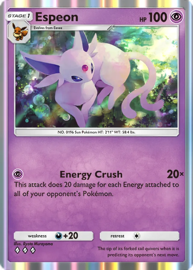 Espeon, Eevee Grove #028, Stage 1 Psychic Pokémon, illustrated by Ryota Murayama