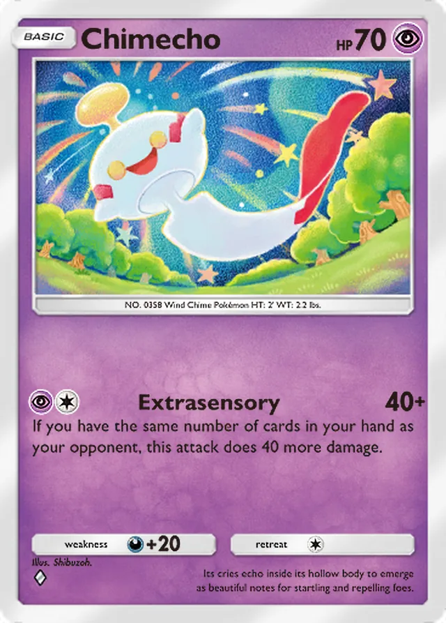 Chimecho, Ruler of the Skies #073, Basic Psychic Pokémon, illustrated by Shibuzoh.