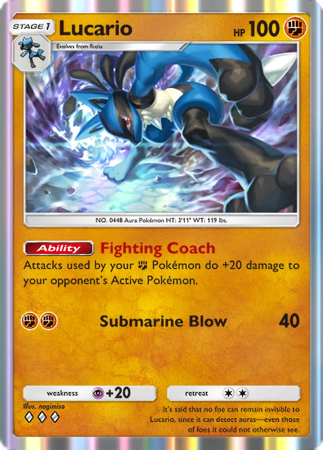 Lucario, Space-Time Smackdown #092, Stage 1 Fighting Pokémon, illustrated by nagimiso
