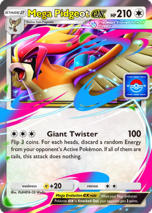 Mega Pidgeot ex, Promo-B #006, Stage 2 Colorless Pokémon, illustrated by PLANETA CG Works