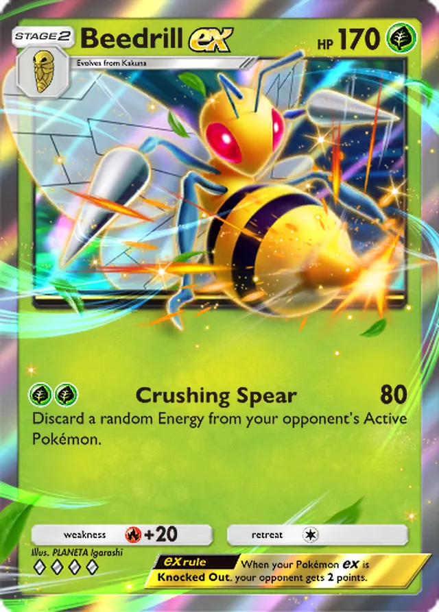 Beedrill ex, Shining Revelry #003, Stage 2 Grass Pokémon, illustrated by PLANETA Igarashi