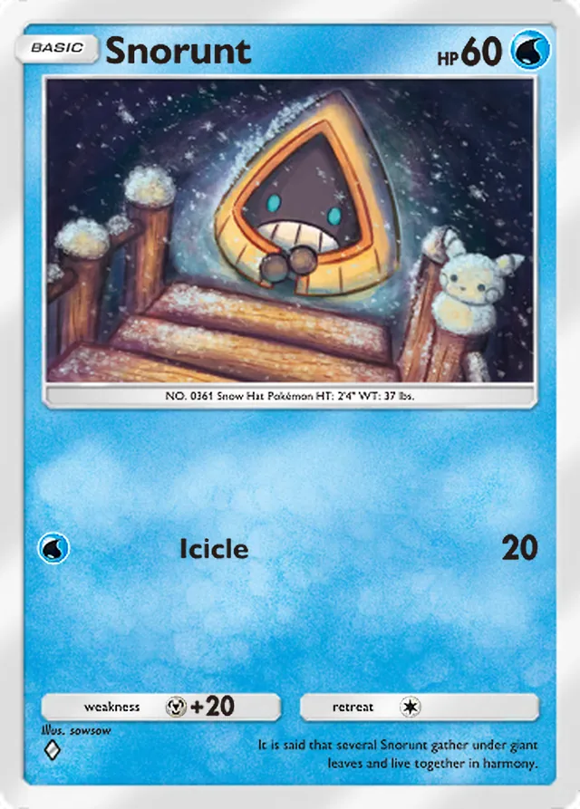 Snorunt, Triumphant Light #018, Basic Water Pokémon, illustrated by sowsow