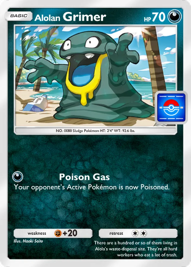 Alolan Grimer, Promo-A #072, Basic Darkness Pokémon, illustrated by Naoki Saito