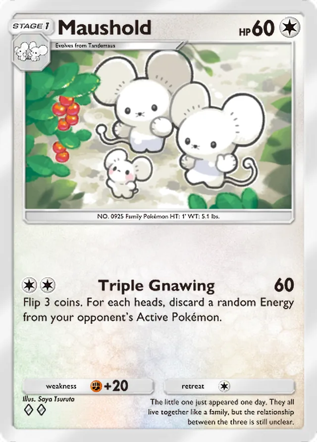 Maushold, Paldean Wonders #082, Stage 1 Colorless Pokémon, illustrated by Saya Tsuruta