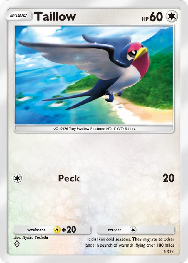 Taillow, Fantastical Parade #132, Basic Colorless Pokémon, illustrated by Ayaka Yoshida