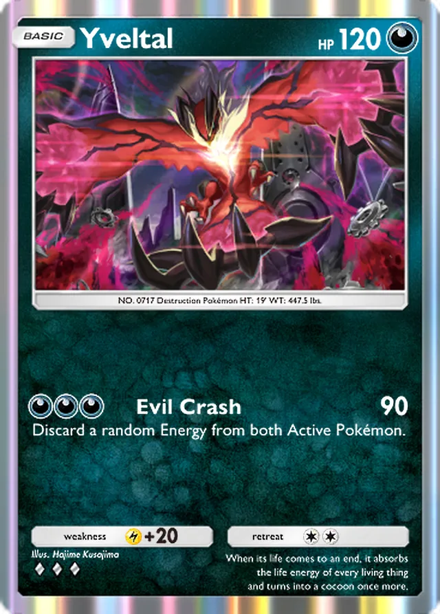 Yveltal, Fantastical Parade #108, Basic Darkness Pokémon, illustrated by Hajime Kusajima
