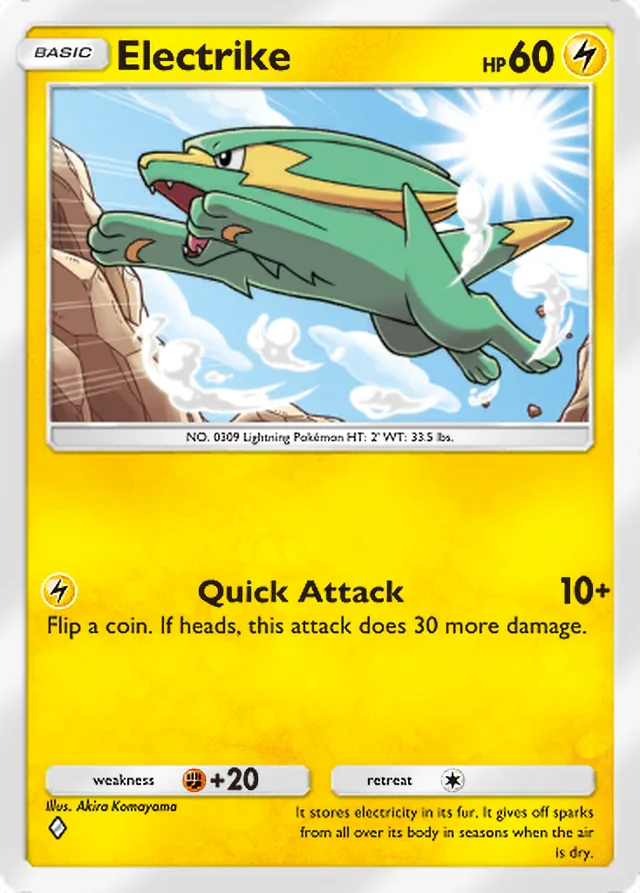 Electrike, Mega Shine #026, Basic Lightning Pokémon, illustrated by Akira Komayama
