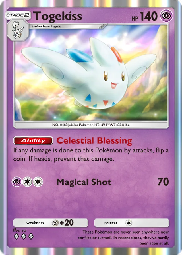 Togekiss, Wisdom of Sea and Sky #080, Stage 2 Psychic Pokémon, illustrated by sui