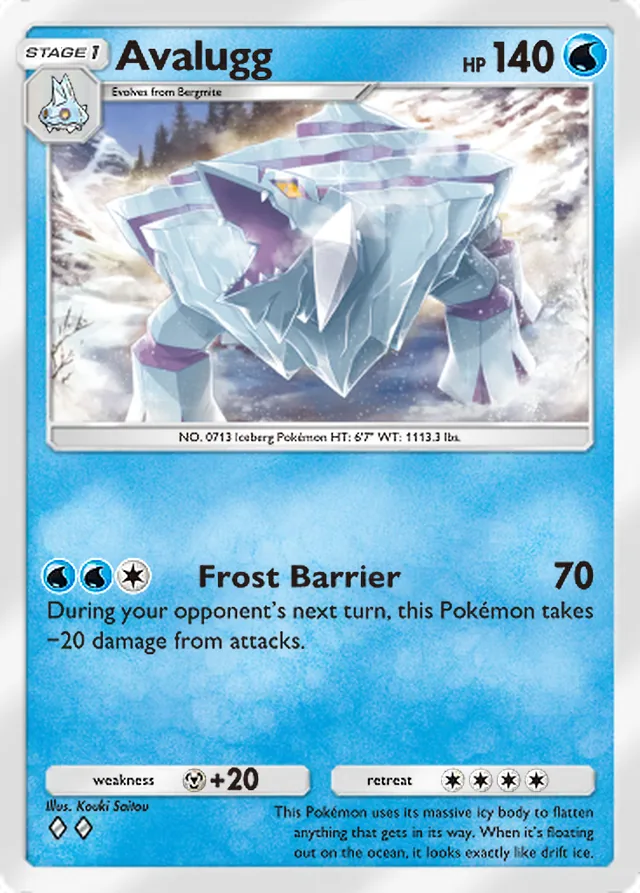 Avalugg, Mega Rising #075, Stage 1 Water Pokémon, illustrated by Kouki Saitou
