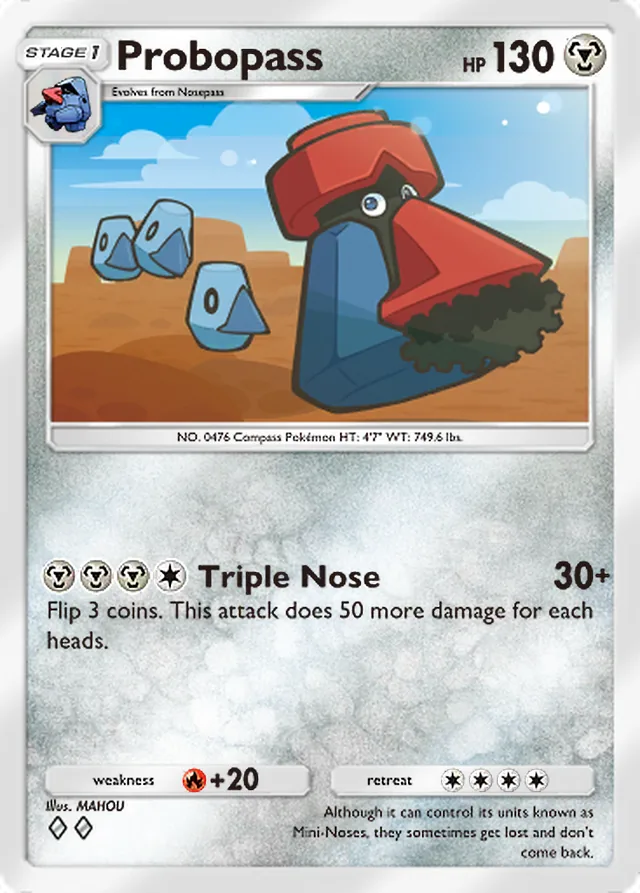 Probopass, Space-Time Smackdown #118, Stage 1 Metal Pokémon, illustrated by MAHOU