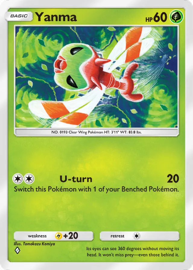 Yanma, Wisdom of Sea and Sky #018, Basic Grass Pokémon, illustrated by Tomokazu Komiya