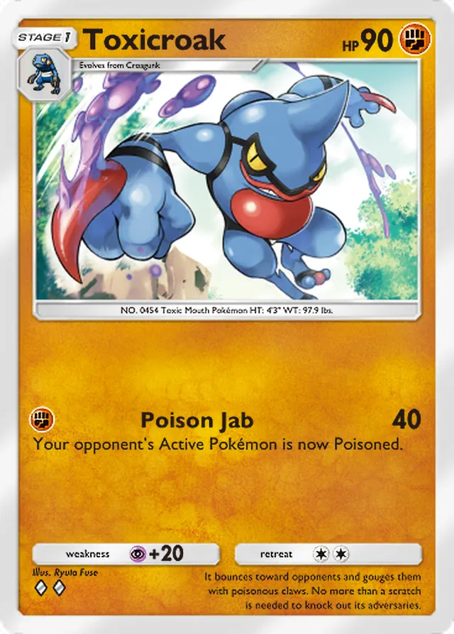 Toxicroak, Pulsing Aura #083, Stage 1 Fighting Pokémon, illustrated by Ryuta Fuse