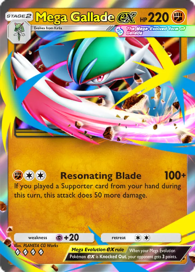 Mega Gallade ex, Ruler of the Skies #084, Stage 2 Fighting Pokémon, illustrated by PLANETA CG Works