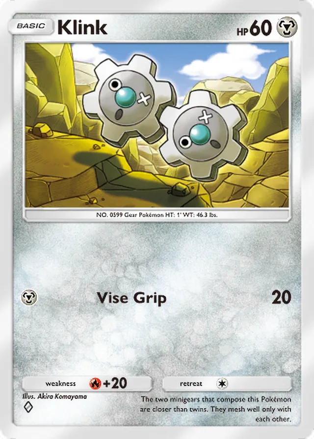 Klink, Wisdom of Sea and Sky #126, Basic Metal Pokémon, illustrated by Akira Komayama