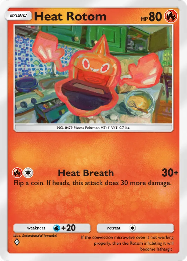 Heat Rotom, Space-Time Smackdown #030, Basic Fire Pokémon, illustrated by Kedamahadaitai Yawarakai