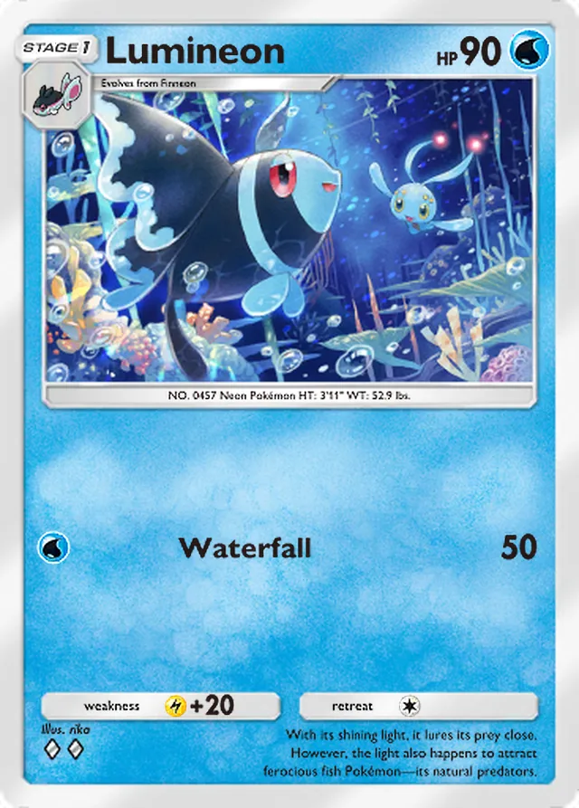 Lumineon, Space-Time Smackdown #043, Stage 1 Water Pokémon, illustrated by rika