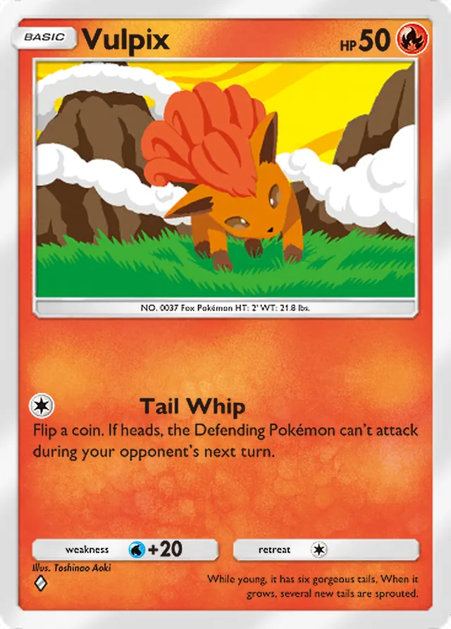 Vulpix, Genetic Apex #037, Basic Fire Pokémon, illustrated by Toshinao Aoki