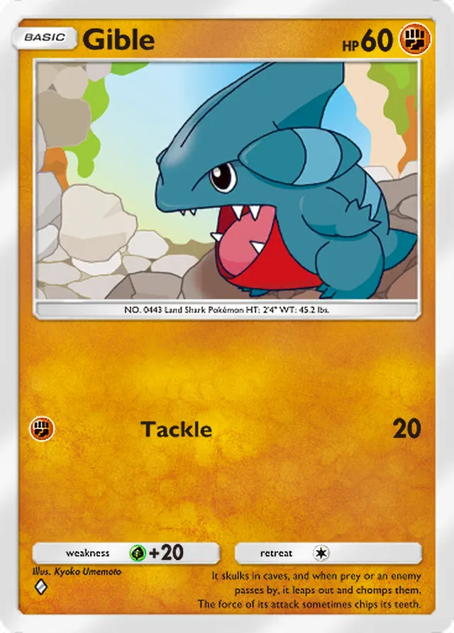 Gible, Triumphant Light #045, Basic Fighting Pokémon, illustrated by Kyoko Umemoto