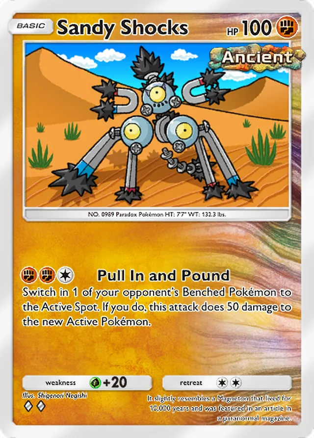 Sandy Shocks, Paradox Drive #035, Basic Fighting Pokémon, illustrated by Shigenori Negishi