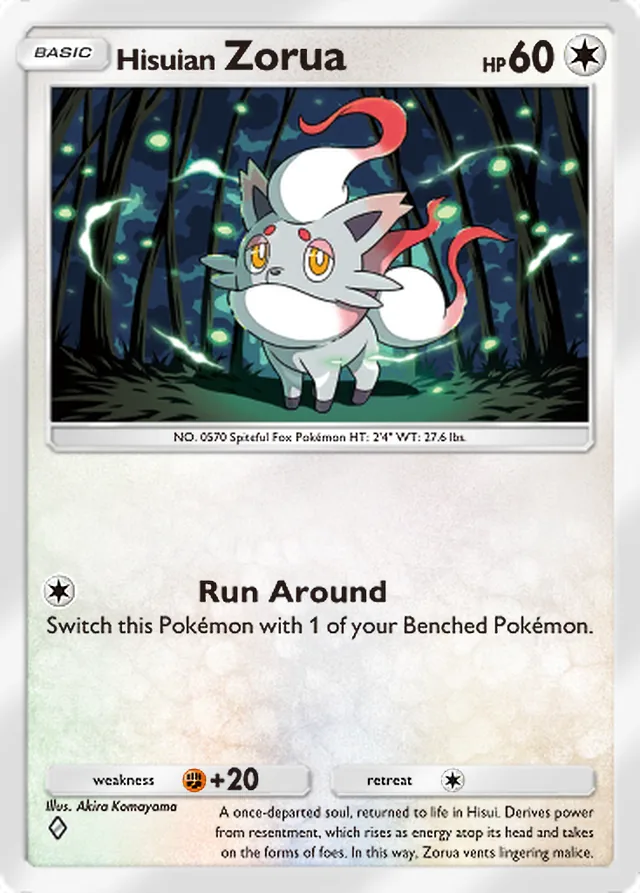 Hisuian Zorua, Everyday Wonders #059, Basic Colorless Pokémon, illustrated by Akira Komayama